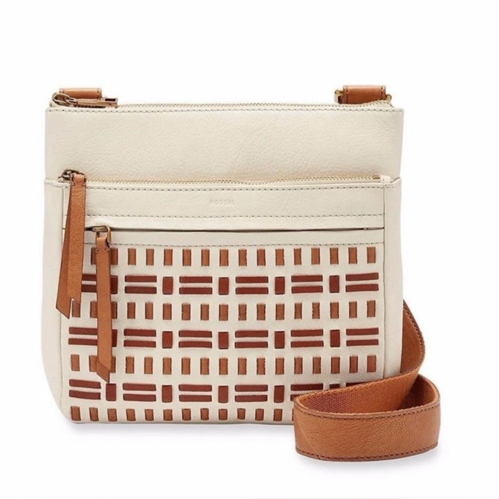 Fossil Corey Vanilla Leather Crossbody Bag $178